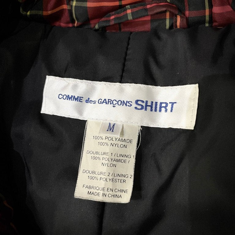 COMME des GARCONS SHIRT ナイロンタフタマルチカラータータンチェック切替トグル中綿ジャケット ブルゾン ダッフル コート アウター Archive コムデギャルソン シャツ メンズ