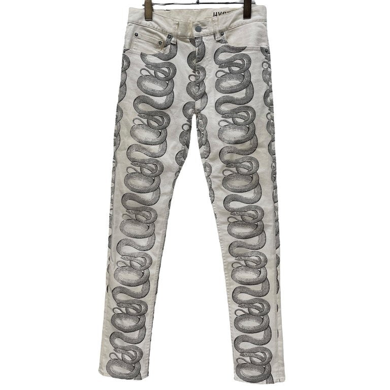 HYSTERIC GLAMOUR SNAKE LOOP スネークループプリントストレッチホワイトスキニーパンツ KINKY ウミヘビ Archive 28 ボトムス ヒステリックグラマー メンズ レディース ユニセックス