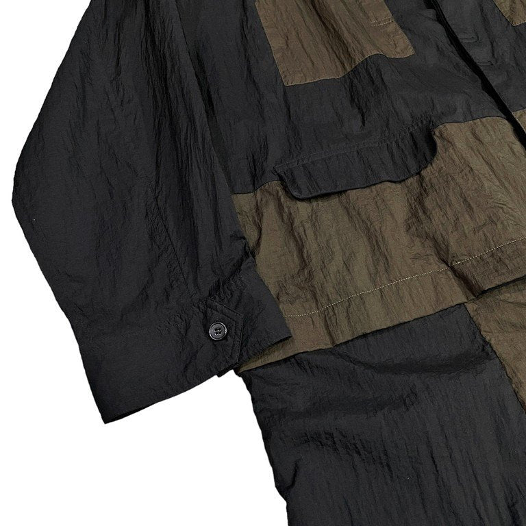 JOE CHIA 19SS ポリアミドバイカラーレイヤードロングシャツコート ジャケット ブルゾン