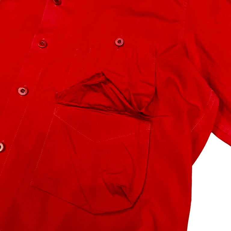 Yohji Yamamoto Pour Homme コットンブロード変形ダブルポケットスクエアカットシャツ Archive 赤 レッド ブラウス トップス ヨウジヤマモトプールオム メンズ
