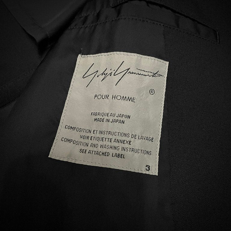 Yohji Yamamoto Pour Homme REPLICA 02SS ウールギャバジン女優刺繍ピークドラペル2Bロングテーラードジャケット LOOK4 20AW Archive 名作 希少 ロゴ ヨウジヤマモトプールオム メンズ