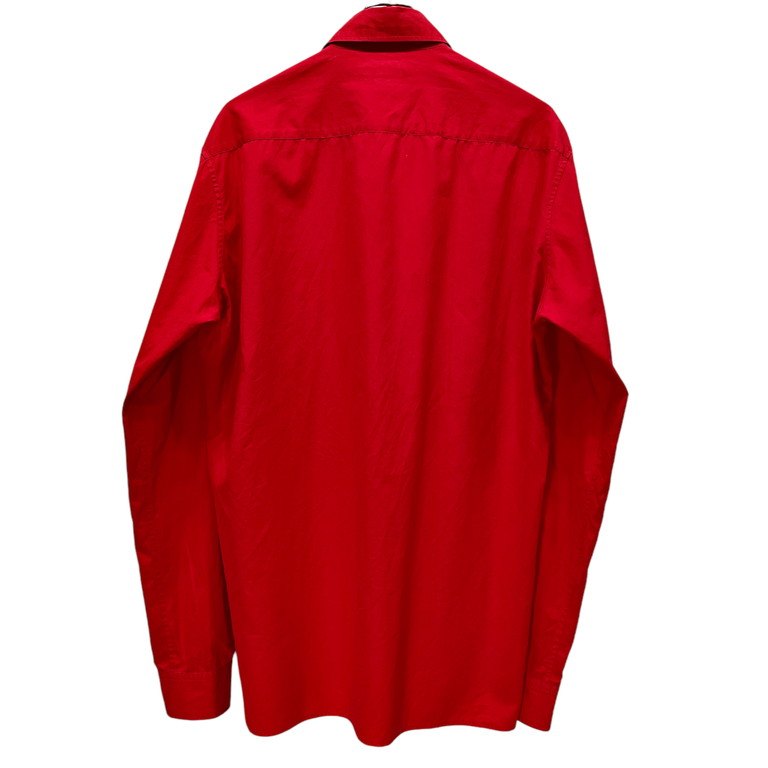 Yohji Yamamoto Pour Homme コットンブロード変形ダブルポケットスクエアカットシャツ Archive 赤 レッド ブラウス トップス ヨウジヤマモトプールオム メンズ