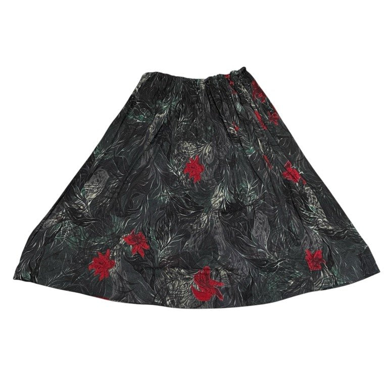 Yohji Yamamoto Femme 21AW フラワースカルパターンニットスカート ウエストゴム ドローストリング イージー ボトムス パンツ 総柄 花 髑髏 ヨウジヤマモトファム レディース