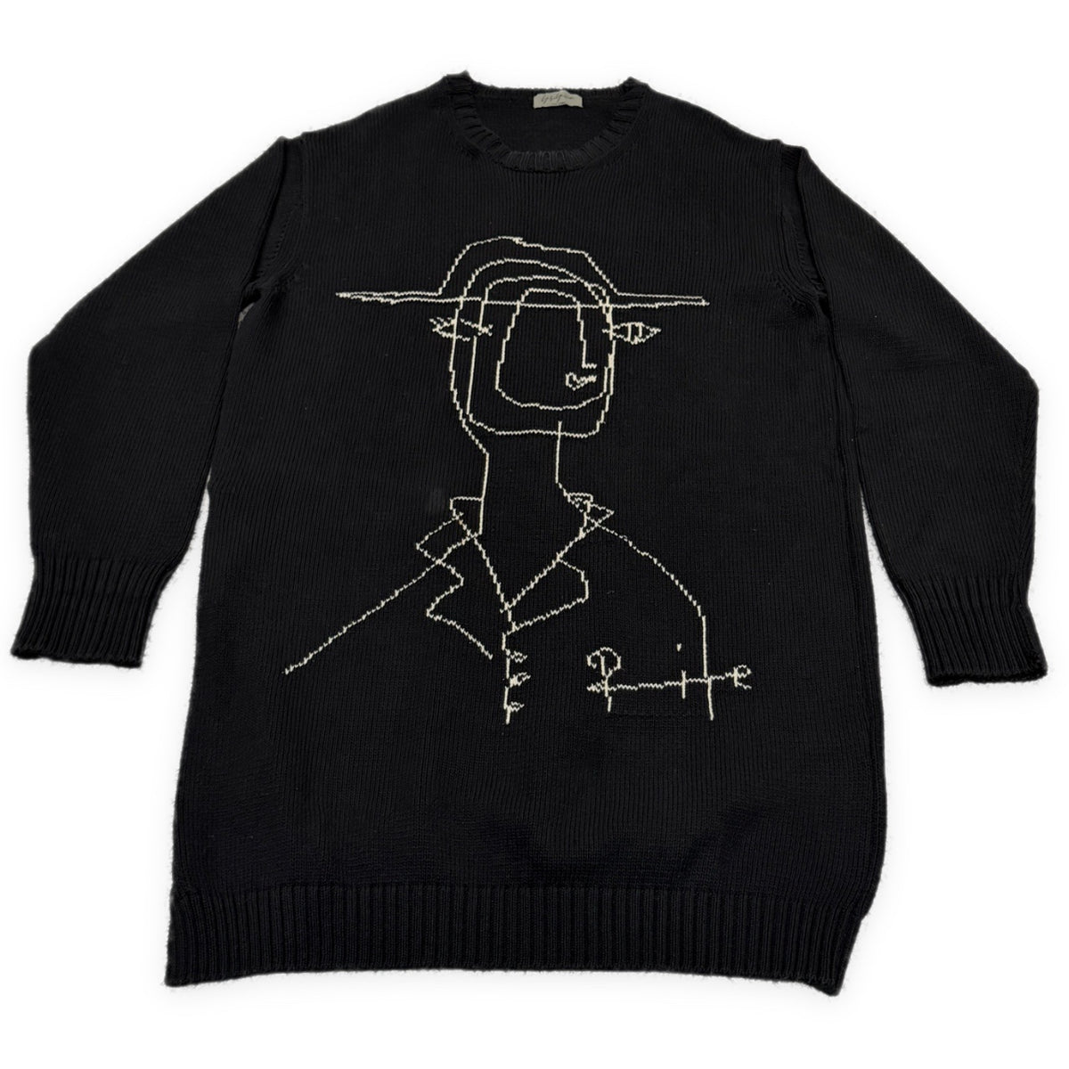 Yohji Yamamoto Pour Homme 16AW 宮沢りえドローイングアート刺繍サイドボタンスリットロングニットセーター トップス Archive HR-K13-092 ヨウジヤマモトプールオム メンズ