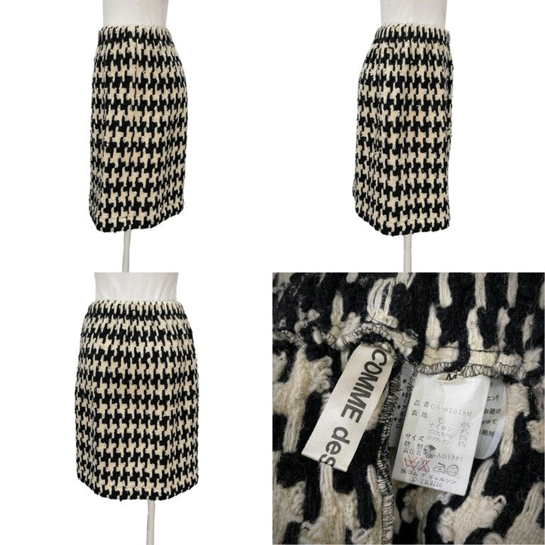 COMME des GARCONS 91AW ジップデザイン千鳥格子柄ウールツイードセットアップ ジャケット スカート スーツ Archive 90s Chic Punk シックパンク アウター ボトムス パンツ コムデギャルソン レディース