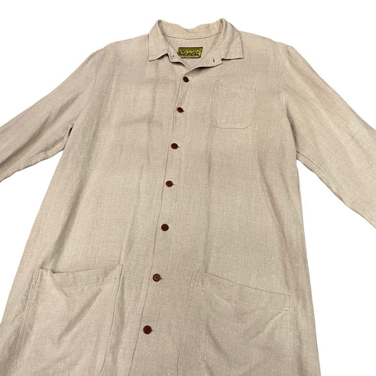 Christopher Nemeth リネンフロントバックダブルポケットロングコート Archive 90s 初期 ジャケット ブルゾン アウター クリストファーネメス メンズ レディース ユニセックス