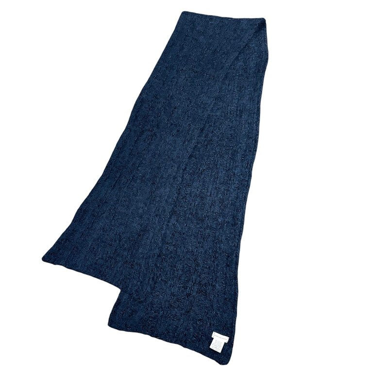 DRIES VAN NOTEN アルパカメリノウールロイヤルブルーシャギーニット大判マフラー ストール スカーフ Archive 00s 小物 雑貨 ドリスヴァンノッテン