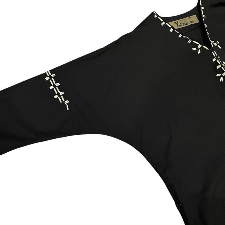 Y's BANG ON! 22SS 刺繍デザインVネックノーカラープルオーバーシャツ ブラウス チュニック トップス Yohji Yamamoto Pour Homme 85AW復刻 ヨウジヤマモトプールオム ワイズバングオン メンズ レディース ユニセックス