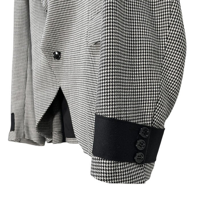 BLACK COMME des GARCONS 10AW 千鳥格子柄カフステーピング4Bテーラードジャケット ブレザー ブルゾン コート アウター 総柄 ブラック コムデギャルソン メンズ レディース ユニセックス