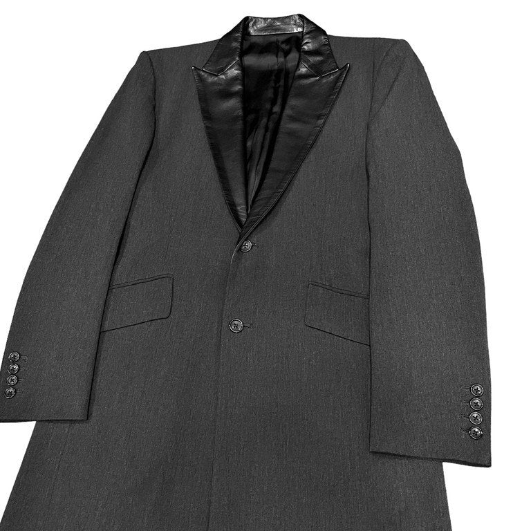 5351 POUR LES HOMMES レザーピークドラペルチェスターフィールドコート Archive 90s ロングジャケット