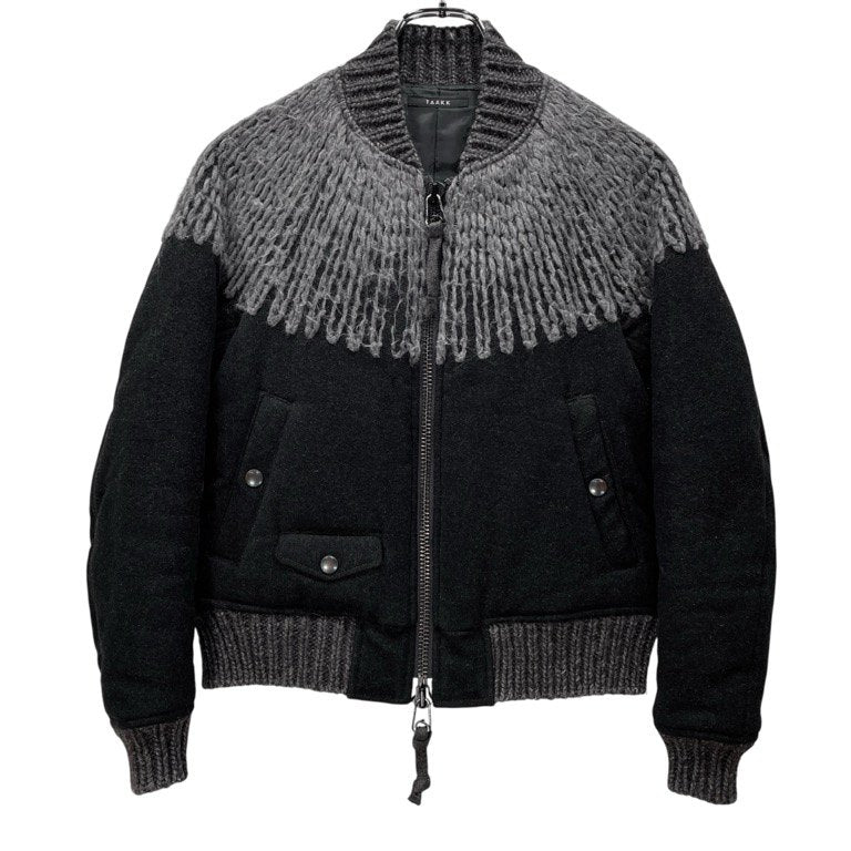 TAAKK 15AW Over Knit Embroidery Blouson ウールモッサニット刺繍ボンバージャケット ブルゾン 定価72,360円 アウター ターク メンズ レディース ユニセックス