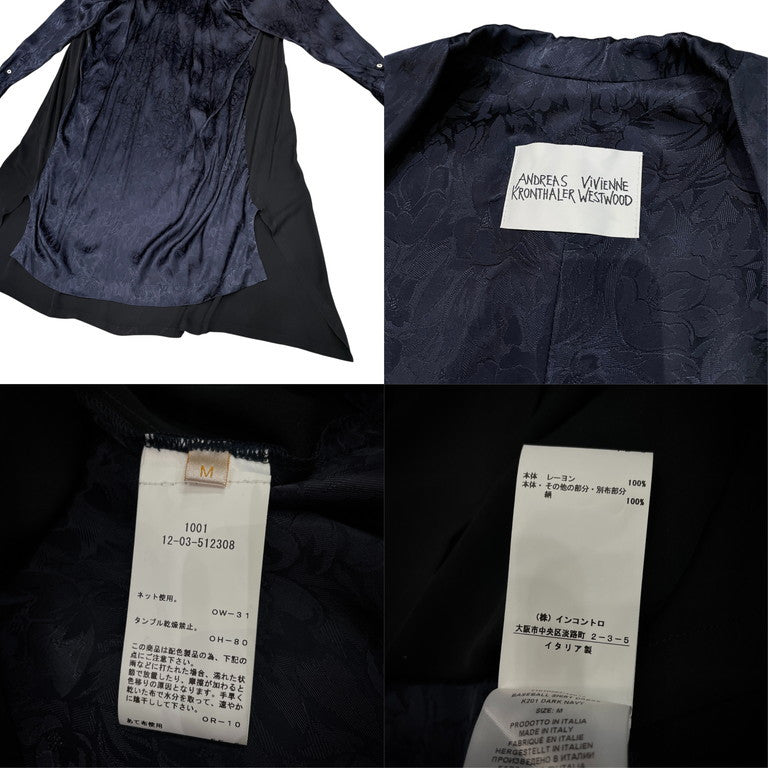 Andreas Kronthaler for Vivienne Westwood 21AW 花柄ジャカード切替ネックドローストリングシャーリングシルクロングワンピース 国内極少入荷 レア アンドレアスクロンターラー フォー ヴィヴィアンウエストウッド レディース