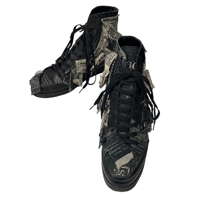 Yohji Yamamoto Pour Homme 22SS LINEN NEWSPAPER PRINT HIGH CUT SNEAKER リネンニュースペーパーパッチワークハイカットスニーカー シューズ 靴 クツ 新聞紙 LOOK9 ヨウジヤマモトプールオム メンズ