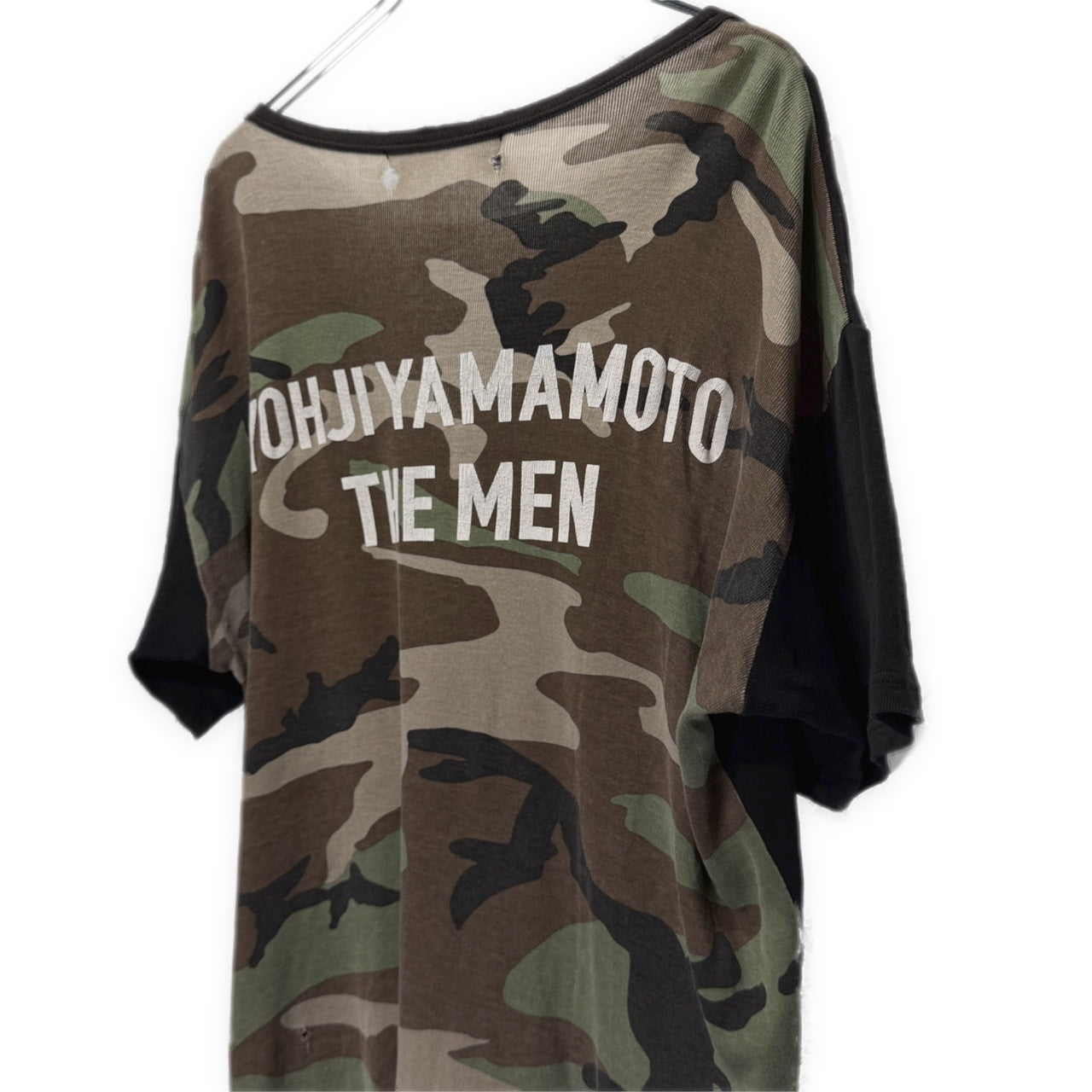 Yohji Yamamoto Pour Homme 10AW THE MEN 4.1 2010 TOKYO 迷彩切り替えバックロゴプリントカットソー Tシャツ Tee T-shirt カモフラージュ柄 半袖 Archive ヨウジヤマモトプールオム メンズ