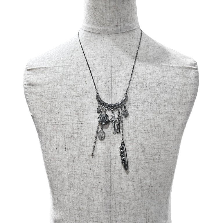 Jean Paul GAULTIER 磔刑マルチモチーフチェーンネックレス クロス 薔薇 十字架 コレクションサンプル 一点物 激レア 希少 Archive 90s JPG 未使用 ペンダント アクセサリー ジャンポールゴルチエ メンズ レディース ユニセックス