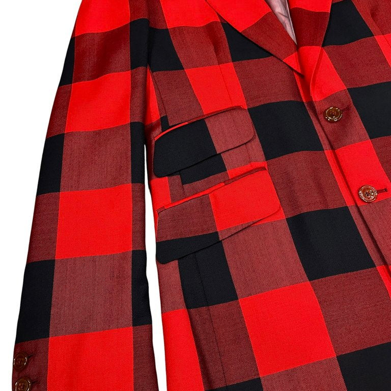 Vivienne Westwood 24SS 赤バッファローチェックピークドラペルロングテーラードジャケット チェスターコート 国内極少入荷 IMPORT インポート コレクションライン ブルゾン アウター ヴィヴィアンウエストウッド メンズ