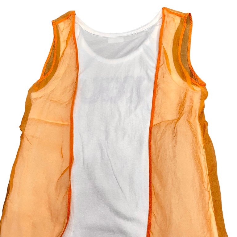 DRIES VAN NOTEN × LEN LYE 21SS シルクオーガンジードッキングレイヤードノースリーブYOUプリントカットソー Tシャツ トップス タンクトップ