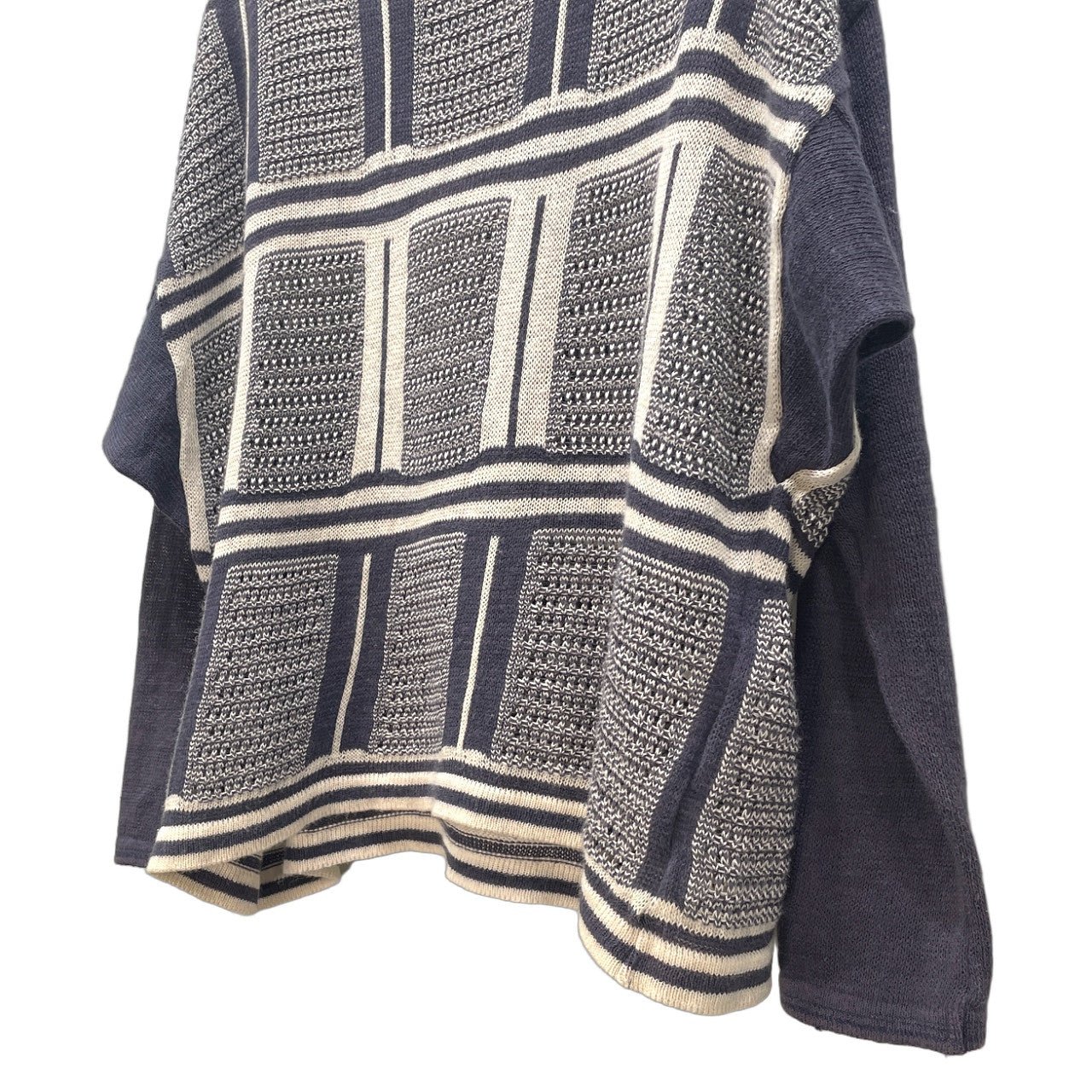 ISSEY MIYAKE MEN コットンリネン脇下マチ付スクエアシルエットニットセーター トップス Archive 80s 筆タグ 本人期 ドルマン イッセイミヤケメン メンズ
