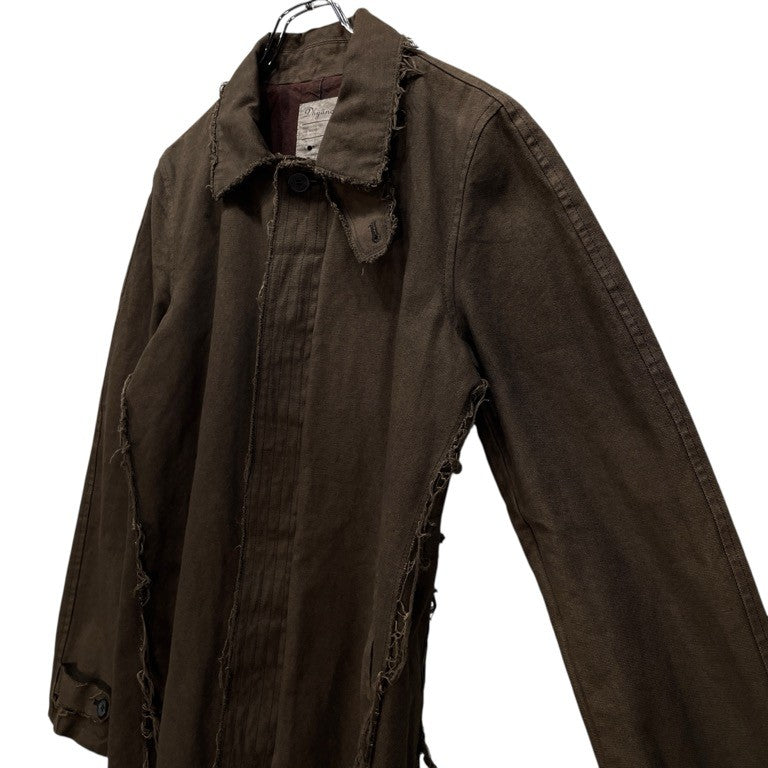 Dhyana 09AW コットンキャンバスカットオフチンストラップミドルコート アウター size 2 ステンカラーコート 裏地ストライプ アルチザン ディアーナ メンズ