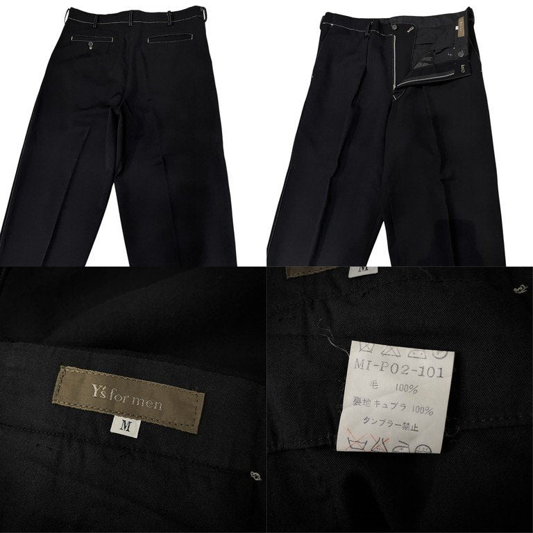 Y's for men ウールドスキングレーステッチセットアップスーツ 4Bテーラードジャケット コート パンツ スラックス トラウザーズ Archive 90s Yohji Yamamoto Pour Homme ヨウジヤマモトプールオム ワイズフォーメン メンズ