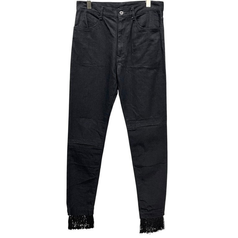 S’YTE Yohji Yamamoto ブラックデニムニークラッシュフリンジスリムパンツ スキニー ウエスタン ボトムス Yohji Yamamoto ヨウジヤマモト サイト メンズ レディース ユニセックス