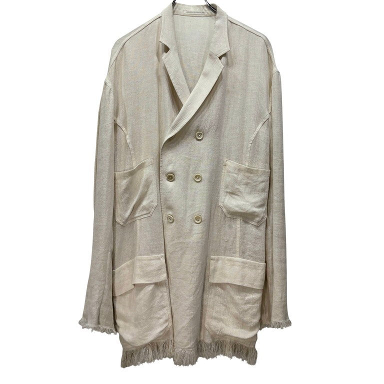 Yohji Yamamoto Pour Homme 94SS リネンカットオフフリンジセットアップスーツ Archive 90s スケアクロウ期 ダブルブレストテーラードジャケット 2タックワイドパンツ スラックス ボトムス ヨウジヤマモトプールオム メンズ