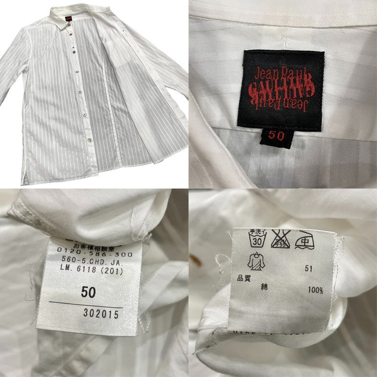 Jean Paul GAULTIER 06SS コットンブロードストライプレギュラーカラーシャツ Archive 00s 90s ブラウス トップス ジャンポールゴルチエ ゴルチェ