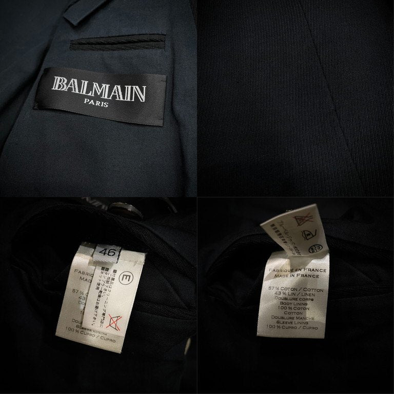 BALMAIN HOMME 12SS コットンリネン1ボタンロングアームテーラードジャケット ブルゾン コート アウター Olivier Rousteing オリヴィエルスタン期 バルマンオム メンズ