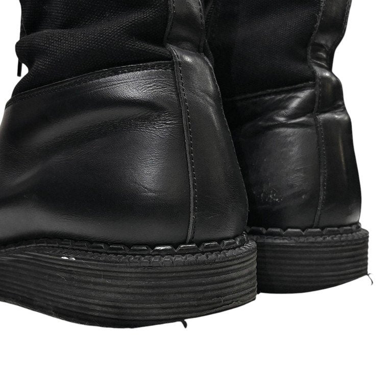 Yohji Yamamoto Pour Homme 19AW レザーキャンバスアートペイントレースアップサイドジップジョッキーブーツ LOOK25 ロング ジョッパーズ ジョッパー シューズ 靴 クツ ヨウジヤマモトプールオム メンズ