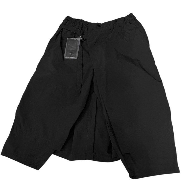Yohji Yamamoto Pour Homme 19SS PA-製品染めPEタフタ A-ラップパンツシワ加工 ポリステルタフタ製品染め皺加工ラップパンツ クロップド ハーフ ボトムス 定価73,440円 ヨウジヤマモトプールオム メンズ