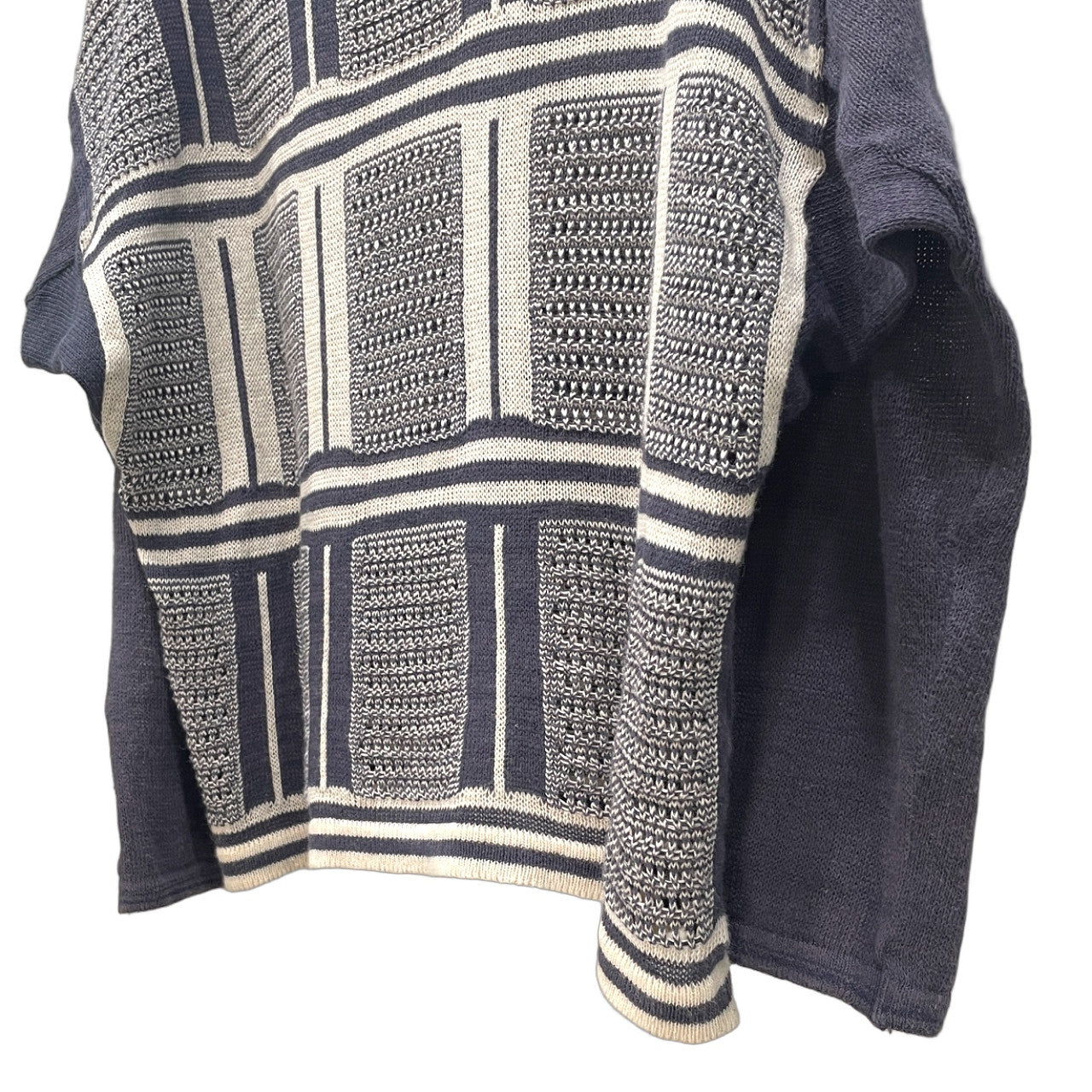 ISSEY MIYAKE MEN コットンリネン脇下マチ付スクエアシルエットニットセーター トップス Archive 80s 筆タグ 本人期 ドルマン イッセイミヤケメン メンズ