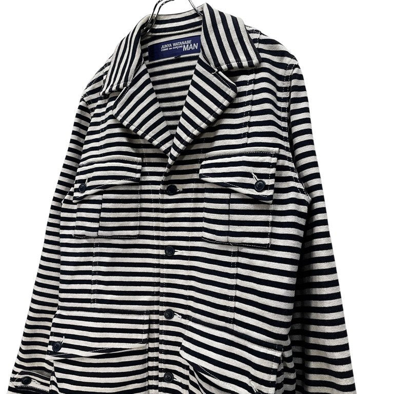 JUNYA WATANABE COMME des GARCONS MAN 04SS ヘビーコットンボーダー4ポケットジャケット ブルゾン コート アウター バスク マリン Archive 00s ジュンヤワタナベ コムデギャルソン マン メンズ