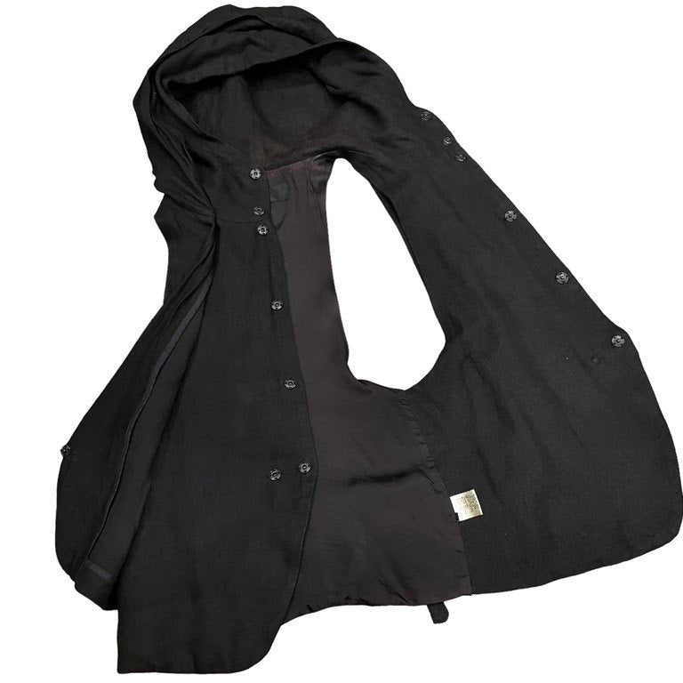 nude:masahiko maruyama リネンコットンレイヤードフーデッドロングベスト ノースリーブ ジャケット コート アウター