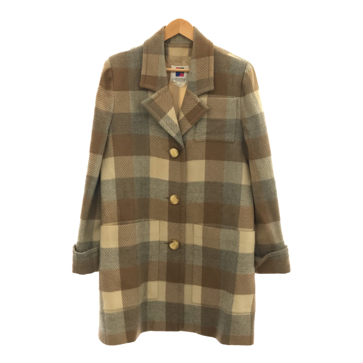 GIVENCHY GIVENCHY ブロックチェックウールコート