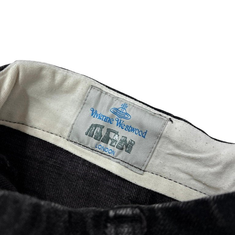 Vivienne Westwood MAN ブラックデニムバムフラップボンテージパンツ Archive ボトムス ジップ ヴィヴィアンウエストウッド マン メンズ