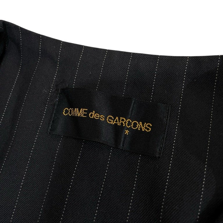 COMME des GARCONS 93SS 裾フラワーダマスクジャカード切替ウールストライプVネックベスト プルオーバー ノースリーブ トップス アウター 花柄 Archive 90s Ultrasimple ウルトラシンプル コムデギャルソン レディース