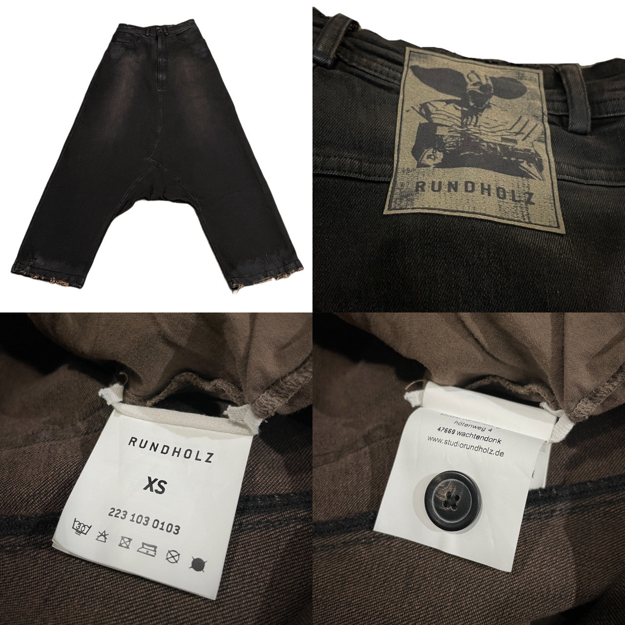 RUNDHOLZ ブラックデニムコーティングサルエルパンツ ジーンズ ボトムス ランドホルツ レディース メンズ ユニセックス
