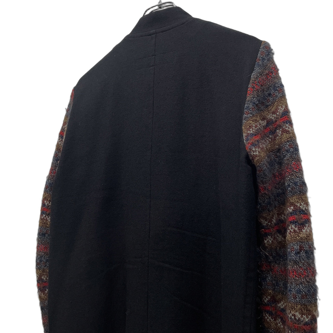 COMME des GARCONS HOMME PLUS 96AW 袖フェアアイル柄ニット切替ウールフラノジップアップジャケット Archive Traditional モッズ期 ブルゾン コート アウター フランネル コムデギャルソンオムプリュス メンズ