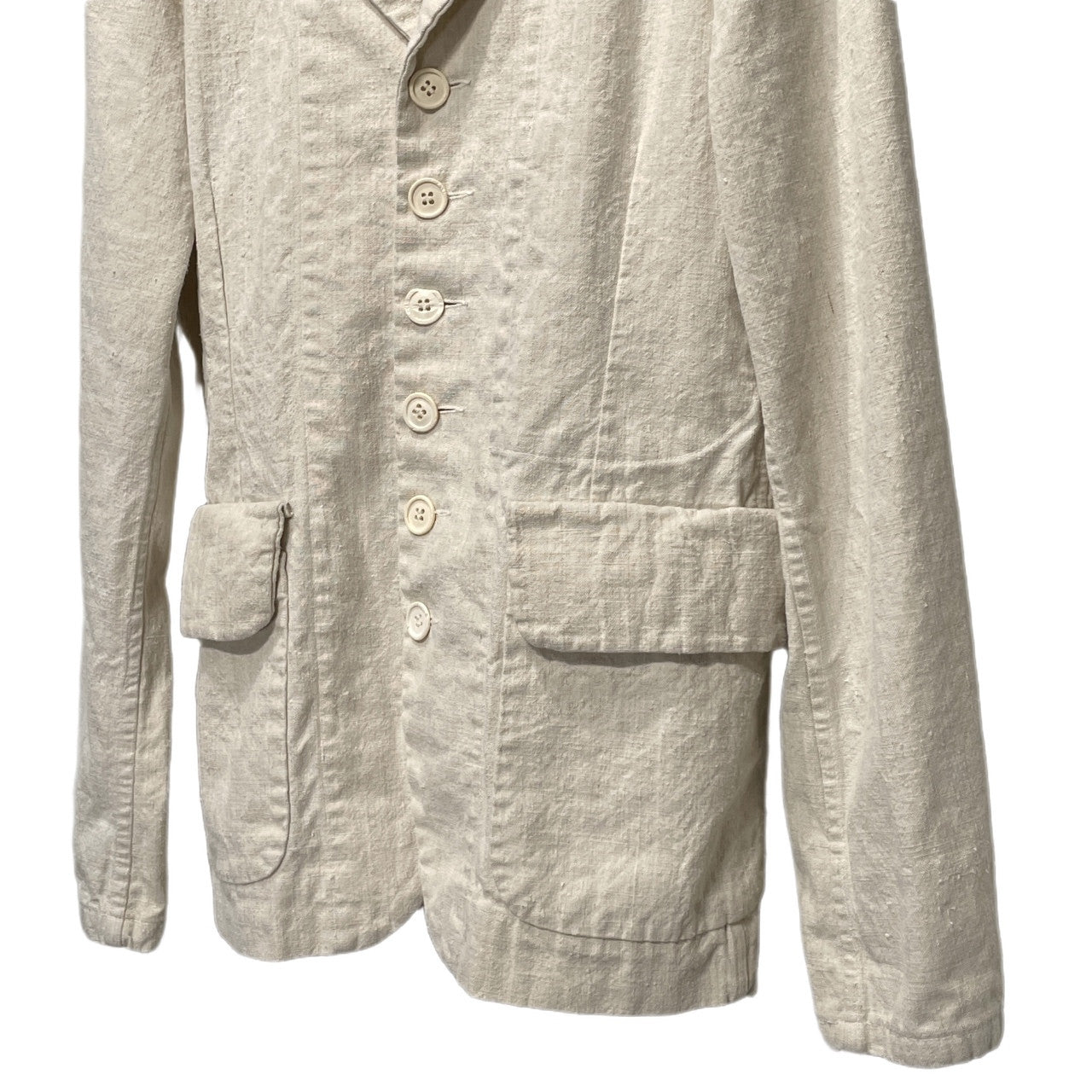 VINCENT JALBERT 6 BUTTONS JACKET (FULL VINTAGE LINEN) ヴィンテージフレンチリネン6ボタンワークジャケット テーラード ブルゾン コート アウター L ヴィンセントジャルベール メンズ