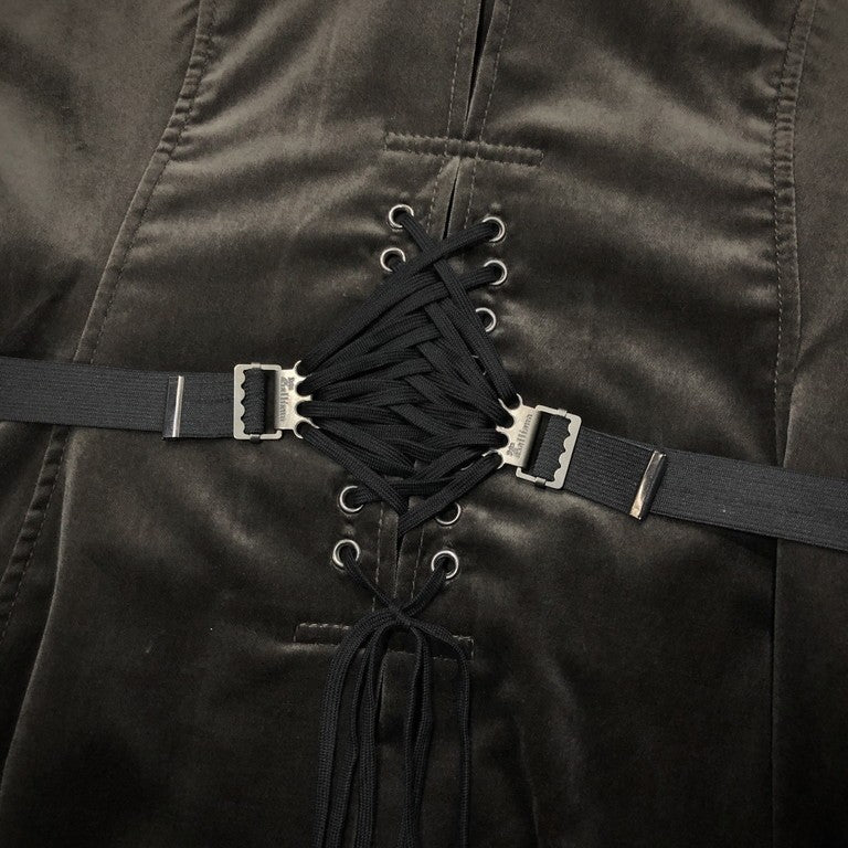 John Galliano 10AW GREAT COAT 'OPIUM' EMBROIDERY ビーズハンドメイド刺繍バックレースアップベロアロングコート LOOK37 Archive 激レア 希少 定価691,950円 ジョンガリアーノ メンズ