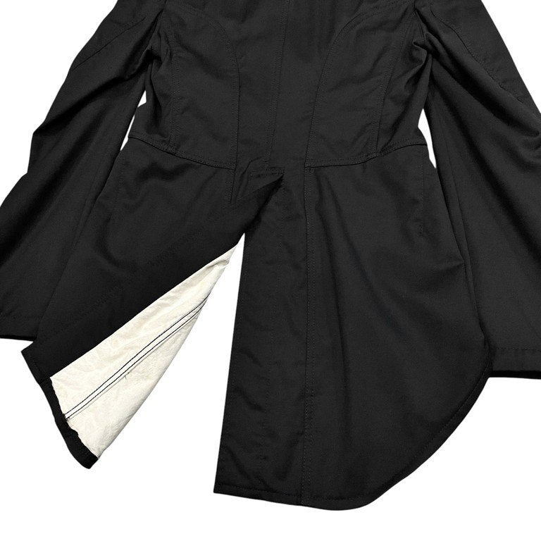 BLACK COMME des GARCONS ウールギャバジン燕尾2Bテーラードジャケット スタンドカラー スワロウテイル ブレザー コート アウター ブラック コムデギャルソン メンズ レディース ユニセックス