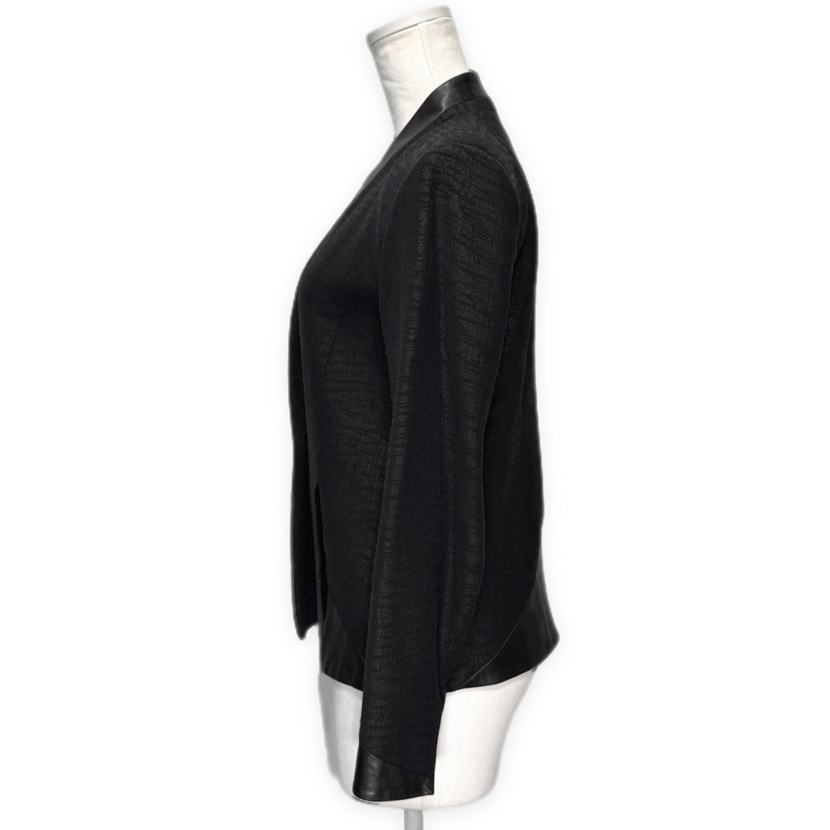 HELMUT LANG ジャガードレザー切り替えノーカラーショートジャケット アウター トップス Archive ヘルムートラング レディース