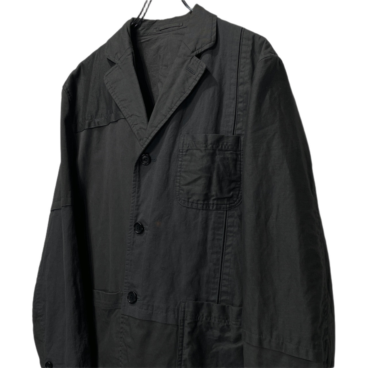 COMME des GARCONS HOMME 21SS コットンリネン製品染め切替パッチワークジャケット ブルゾン コート アウター コムデギャルソンオム メンズ