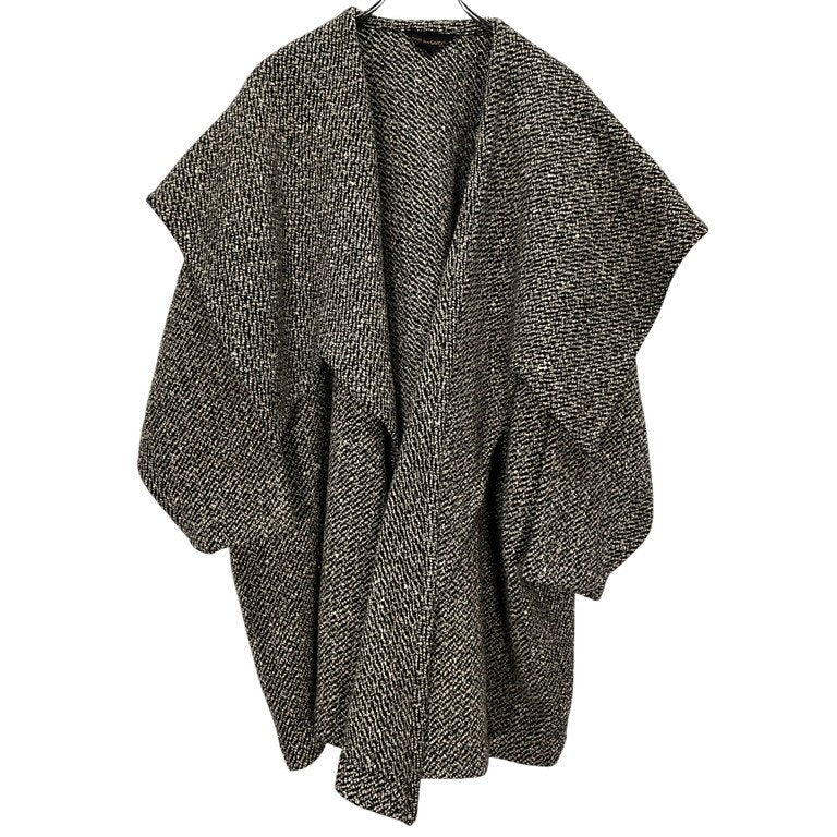 COMME des GARCONS ウールツイード変形襟アシンメトリーボタンレスコート Archive 80s 90s ジャケット ブルゾン アウター コムデギャルソン レディース