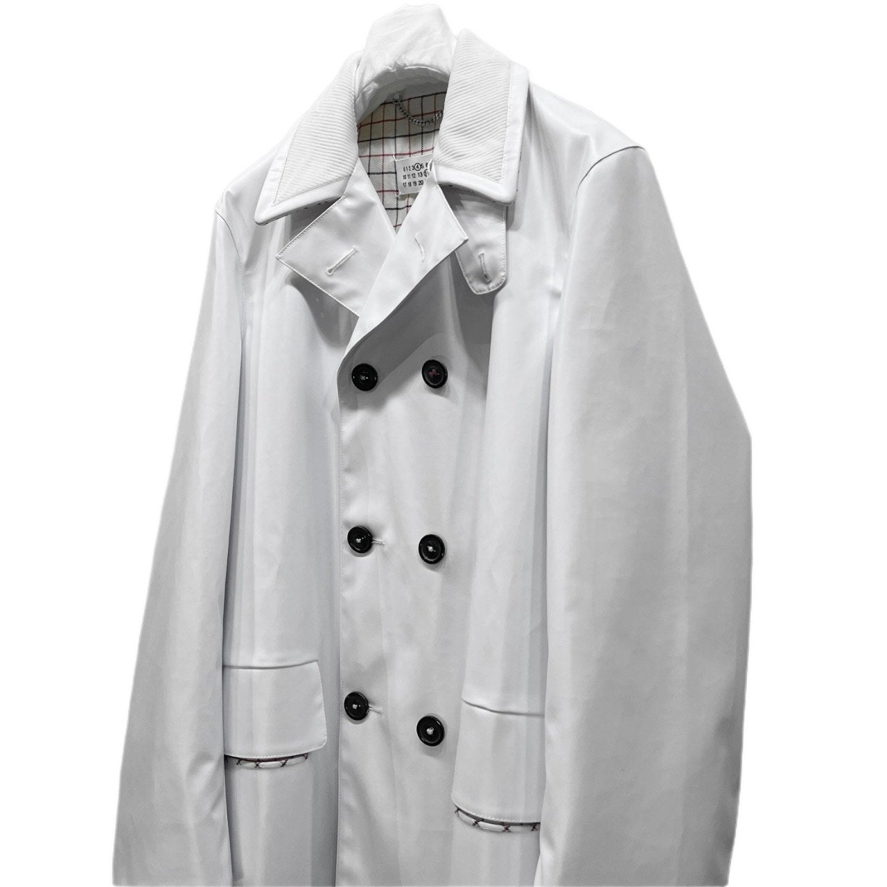 Maison Margiela 4 14 22AW コットンポリウレタン樹脂加工裏地チェックPコート ジャケット ブルゾン アウター PVC コーデュロイ ダブルブレスト 未使用タグ付き 定価322,300円 メゾンマルジェラ メンズ