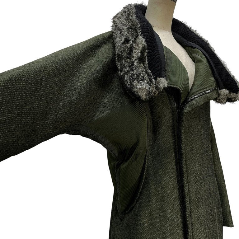 ISSEY MIYAKE 14AW フェイクファーカラーハイネックロングダウンコート Archive ジャケット ブルゾン アウター イッセイミヤケ レディース