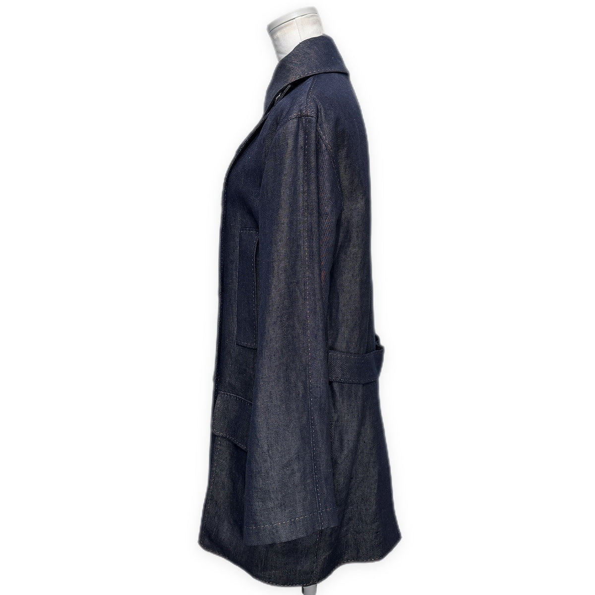 HERMES Hermes Linen Denim Pea Coat 40