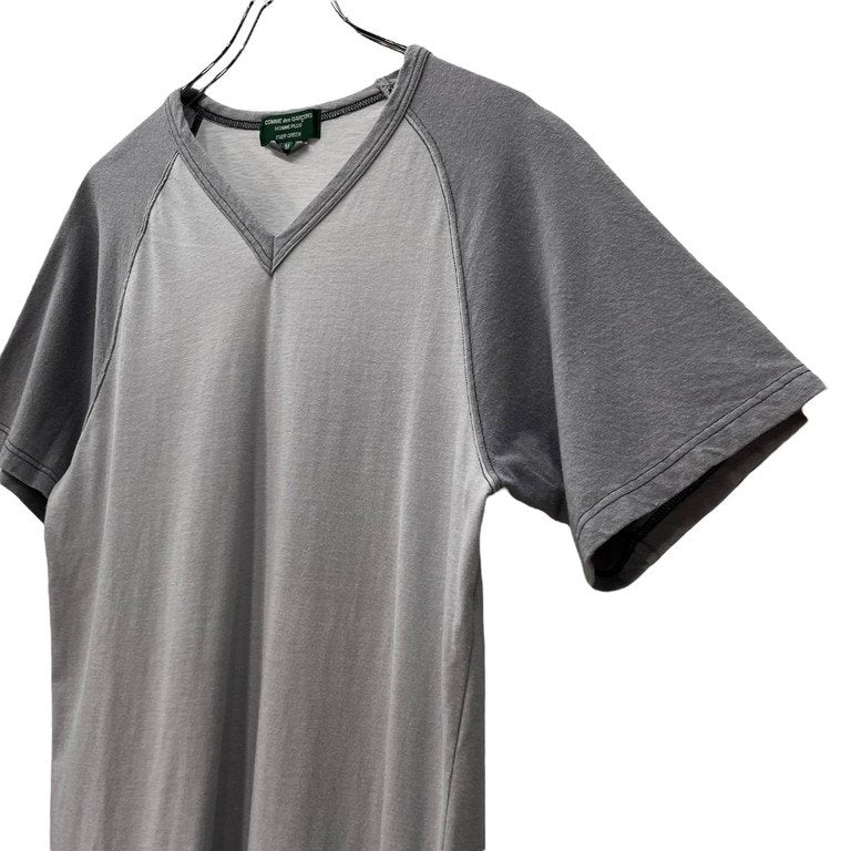 COMME des GARCONS HOMME PLUS EVER GREEN 03AW カーブ復刻 ラグランスリーブツートーンVネックTシャツ カットソー Tee T-shirt トップス バイカラー Archive 09SS Curve コムデギャルソンオムプリュス エバーグリーン メンズ