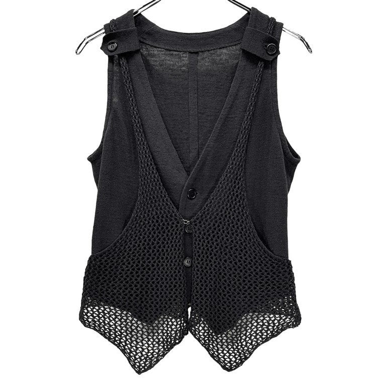 Y's RED LABEL メッシュニットレイヤードノースリーブリネンベスト Yohji Yamamoto