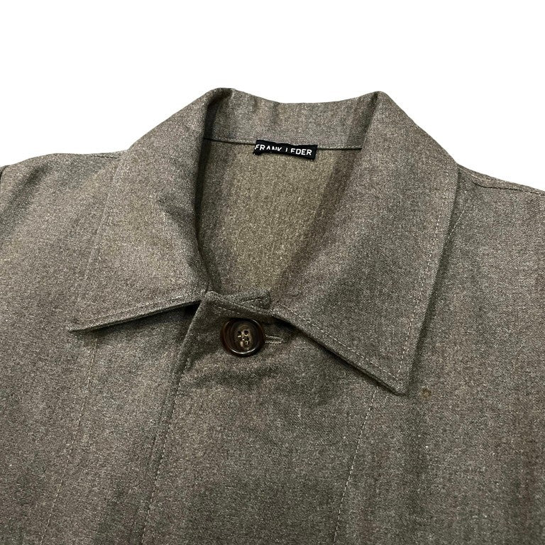 FRANK LEDER カーキグレーウールミドルステンカラーコート アウター ジャケット ミリタリー Dカン フランクリーダー メンズ レディース ユニセックス